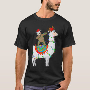 Camiseta Luzes Divertidas de Natal Preguiça Fazendo Dab em