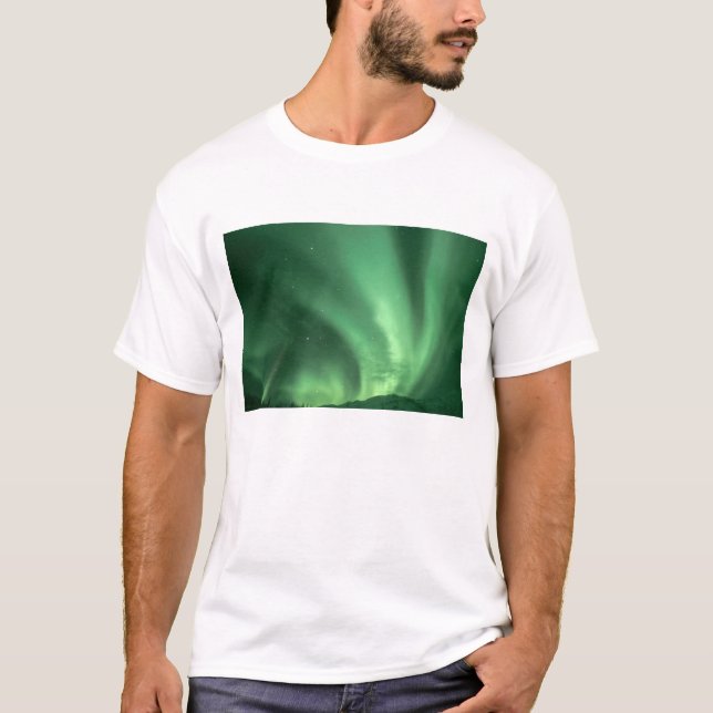 Camiseta luzes do norte, aurora boreal, sobre as colinas (Frente)