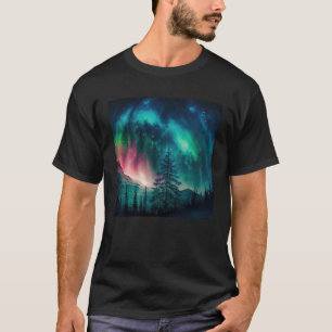 Camiseta Luzes do Norte do Alasca na Floresta