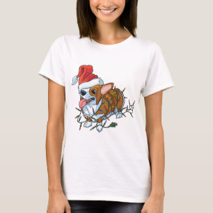 Camiseta Luzes do Xmas do Natal do filhote de cachorro do