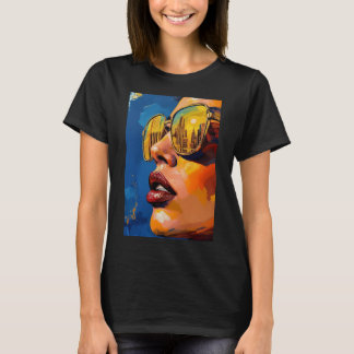 Camiseta Luzes Douradas da Cidade – Mulher Pop Art com Ócul