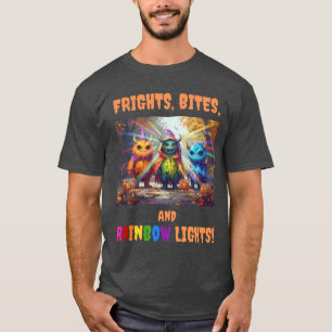Camiseta Luzes, mordidas e Luzes Arco-Íris!