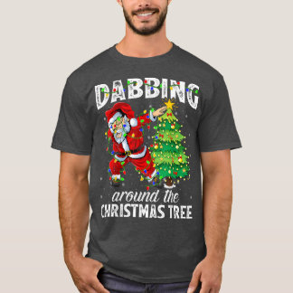 Camiseta Luzes Xmas Papais noeis Escambando Ao Redor Do Nat