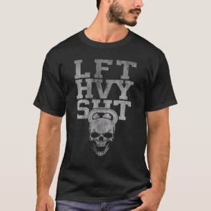 Camiseta LVT HVY SHT Skull Dumbbell Gym Malhação Bodybuildi