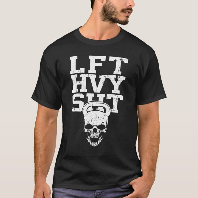 Camiseta LVT HVY SHT Skull Dumbbell Gym Malhação Bodybuildi (Frente)