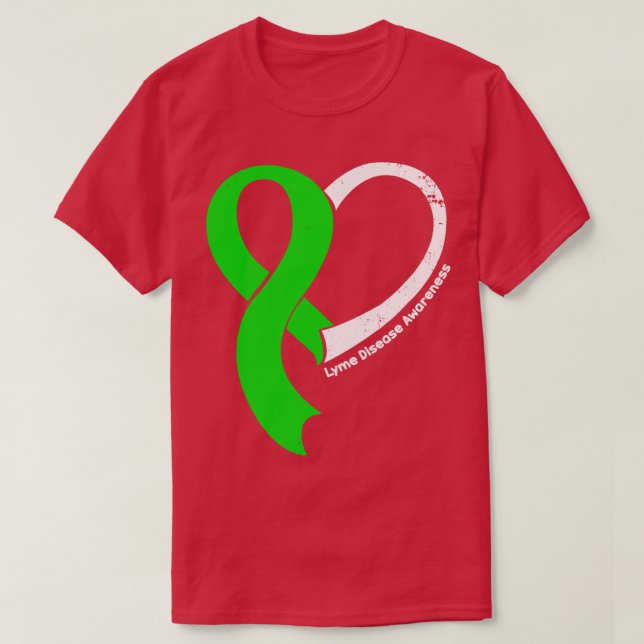 Camiseta Lyme Disease Awartness Love Heart Ribbon Happ (Frente do Design)
