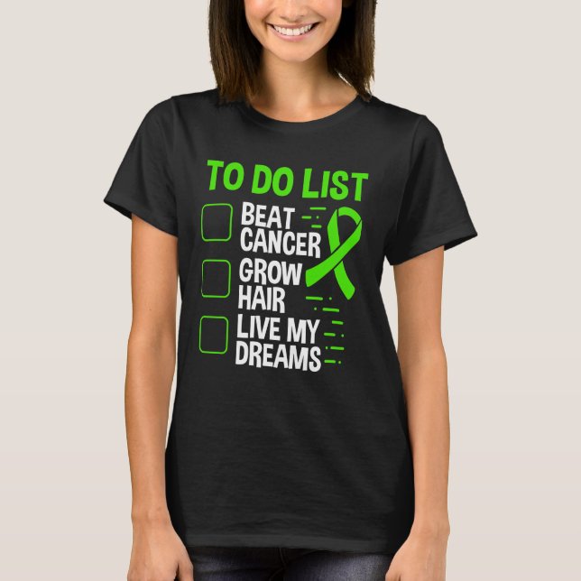 Camiseta Lymphoma Cancer Awareness To Do Hair Green Ribbon (Frente)