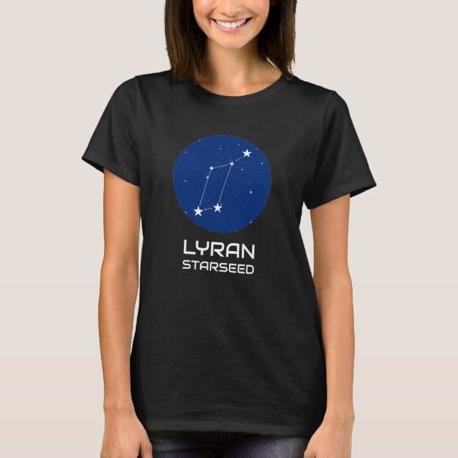 Camiseta Lyran StarSeed Tee com constelação Lyra (Frente)