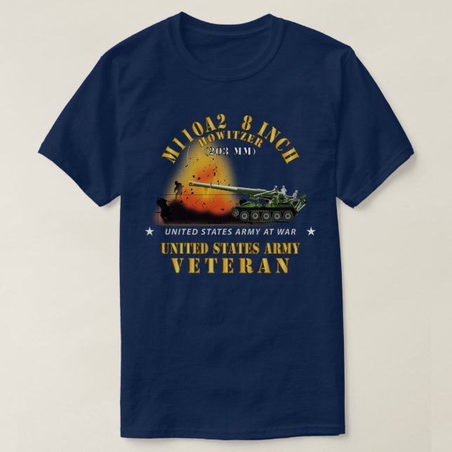 Camiseta M110A2 8 Polegadas 203mm Vestígio do Howitzer w Fi (Frente do Design)