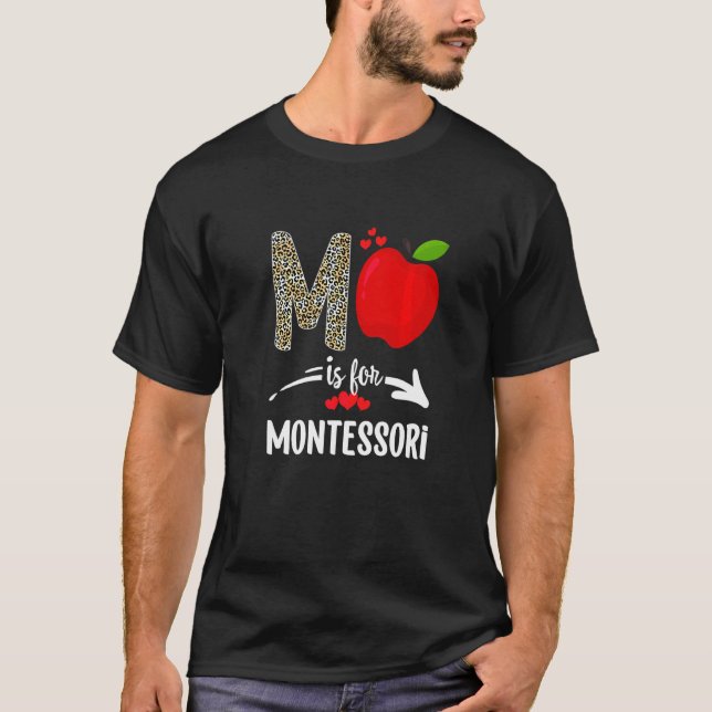 Camiseta M É Para O Professor Montessori Leopard Montessori (Frente)