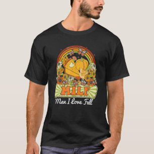 Camiseta M I L F Homem I Love Fall Vintage Retro Rainbow Pu