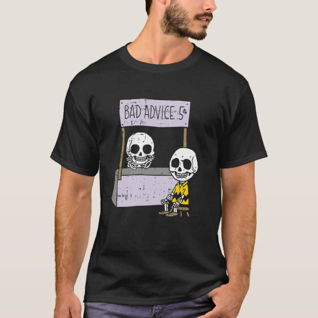 Camiseta Má Aconselhamento Esqueleto Halloween Ossos Engraç (Frente)
