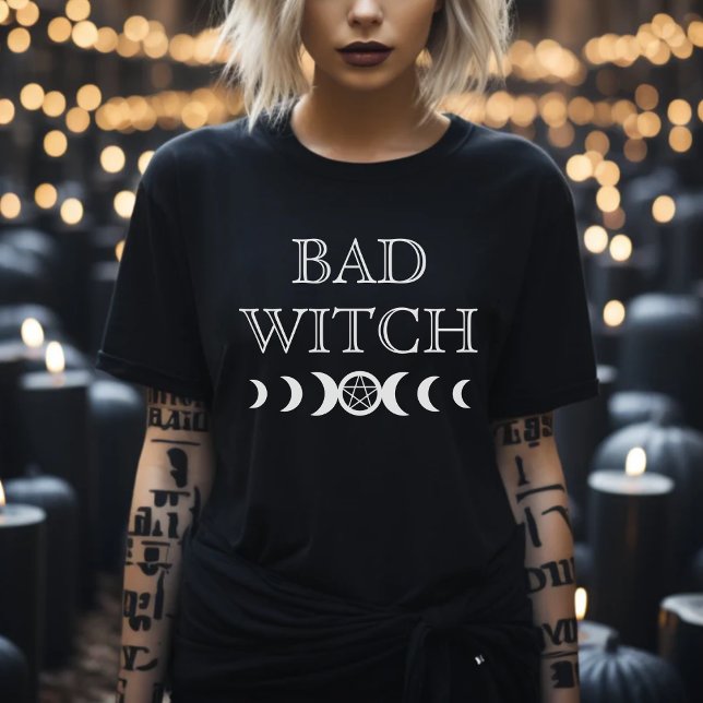Camiseta Má Bruxa Tripla Deusa Lua Wicca Halloween (Bad Witch Triple Goddess Moon Wicca Halloween T-Shirt
)