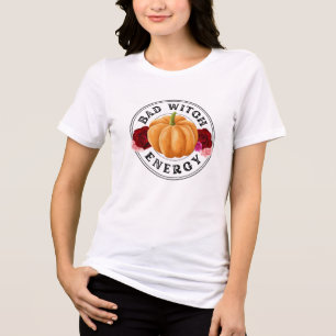Camiseta Má Energia das Bruxas - rosas de abóbora divertido