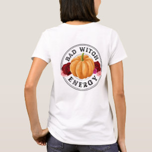 Camiseta Má Energia das Bruxas - rosas de abóbora divertido