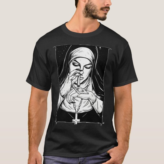 Camiseta má religião freiras travessas  2 (Frente)