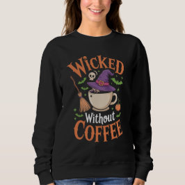 Camiseta Má Sem Café Chapéu Divertido de Bruxa Halloween