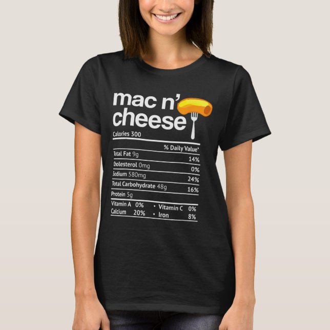 Camiseta Mac And Cheese Nutrition Funny Thanksgiving Mac N' (Frente)
