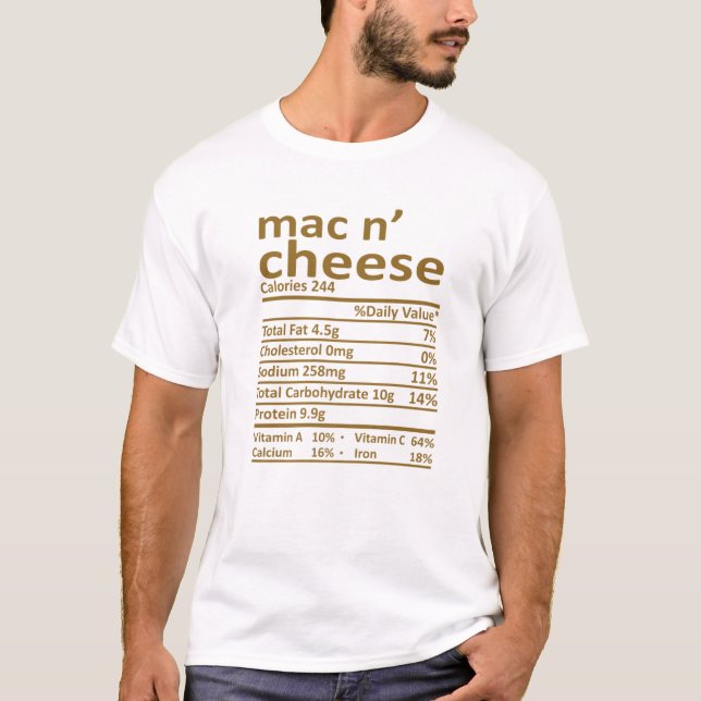 Camiseta Mac E Queijo Nutrição Comida De Figurino De Ação D (Frente)