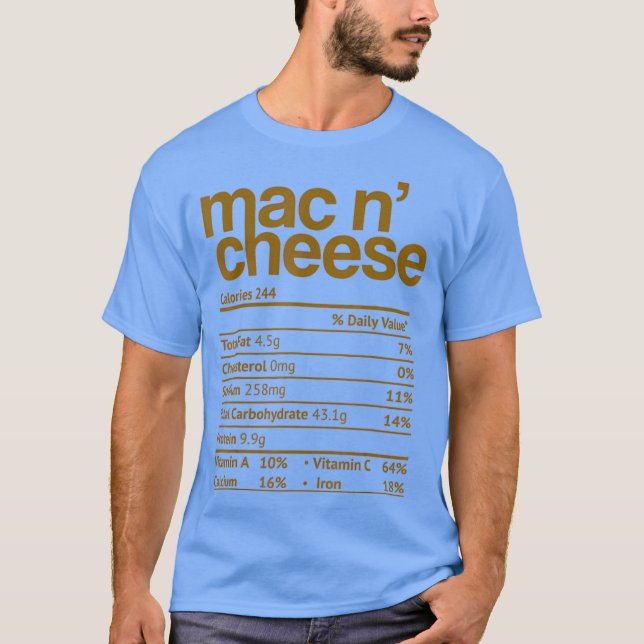 Camiseta Mac e Queijo Nutrição Engraçado Ação de Graças Mac (Frente)