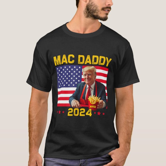 Camiseta Mac Pai Engraçado Fazer Trump Fries Mega Donald Tr (Frente)