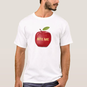 Camiseta Maçã com texto editável 'morde-me'