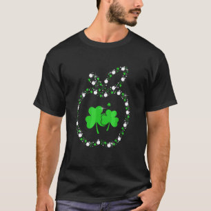 Camiseta Maçã Com Trevos Professora Feliz Dia De São Patríc