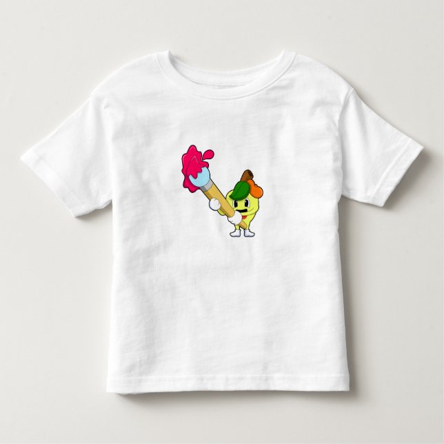 Camiseta Maçã como Pintor com Pintor (Frente)