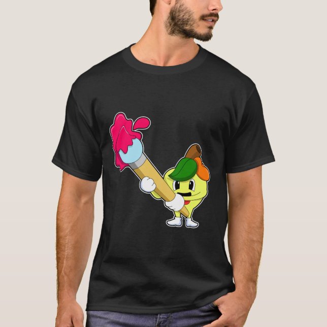 Camiseta Maçã como Pintor com Pintor (Frente)