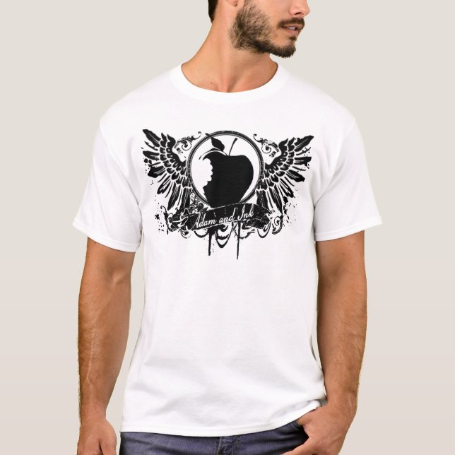 Camiseta Maçã de ADAM e de TINTA com asas (Frente)