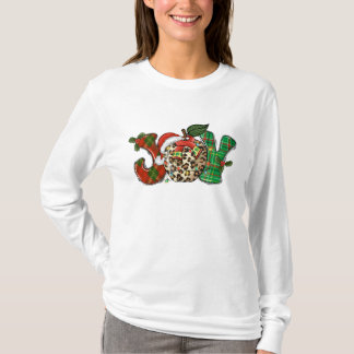 Camiseta Maçã de Impressão Leopardo da Xadrez de Natal