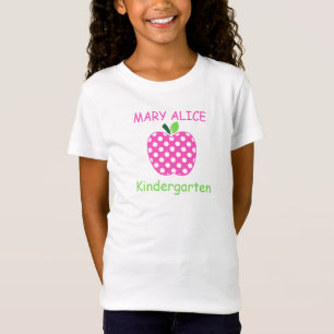 Camiseta Maçã de Professora com Pontinhos Rosa e Verde para