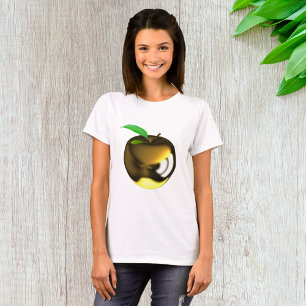 Camiseta Maçã Dourada com Folha Metálica Brilhante