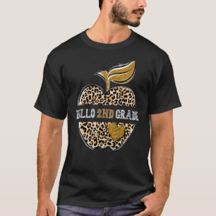 Camiseta Maçã Leopardo Olá Professor da 2ª Série De Volta à