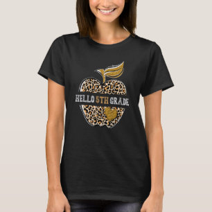 Camiseta Maçã Leopardo Olá Professor da 5ª Série De Volta à