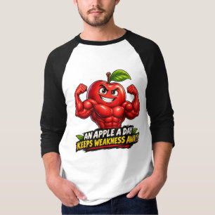 Camiseta Maçã Musculosa – Cartoon de Treino de Fruta Forte