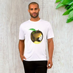 Camiseta Maçã ouro com Folha brilhante Metálica