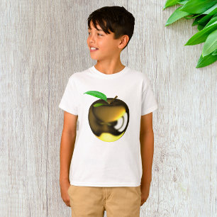 Camiseta Maçã ouro com Folha brilhante Metálica