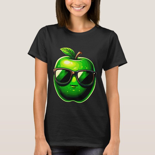 Camiseta Maçã Verde com Óculos de Sol (Frente)