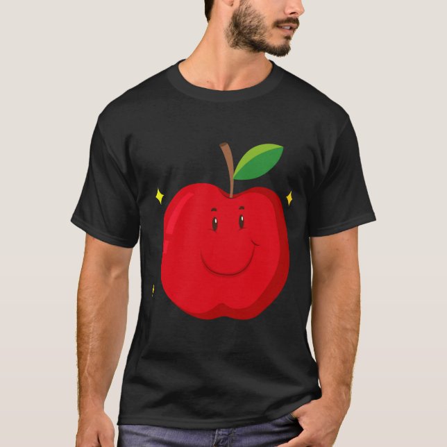 Camiseta Maçã Vermelha com rosto feliz (Frente)