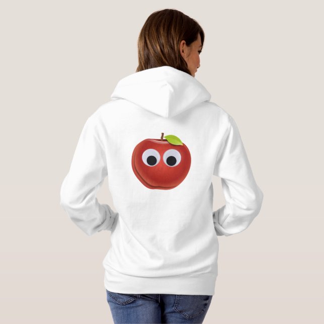 Camiseta Maçã Vermelha Engraçada com Olhos Googados (Parte Traseira Completa)