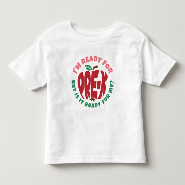 Camiseta Maca Vermelha Rosa Engraçada Pronta para o Pré-Esc (Frente)