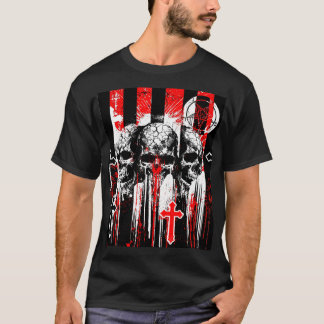 Camiseta Macabre Elegância: Crânios e Cruzes em Cha Gótica