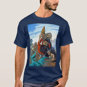 Camiseta Macabre Feiticeiro em torno de Demônios e Cérebros