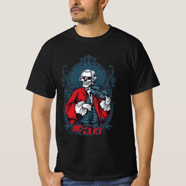Camiseta Macabre Mozart - O Esqueleto Virtuoso (Frente)