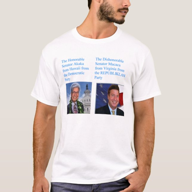 Camiseta macaca www.dmocrats.org    do akaka (Frente)