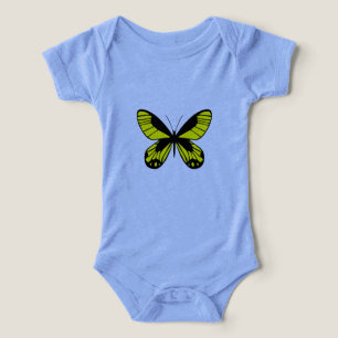 Camiseta Macacão Bebê Borboleta Amarela Azul Claro Natureza