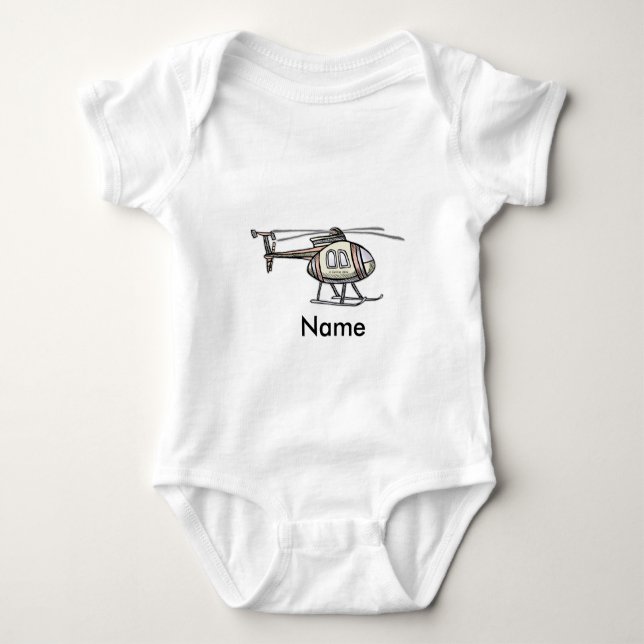 Camiseta Macacão de Bebê Helicóptero Agitado (Frente)