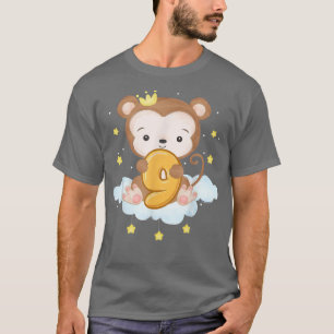 Camiseta Macaco, 9.º Aniversário, Nascer de 9 Anos