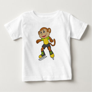 Camiseta Macaco a patinar gelo com skates de gelo